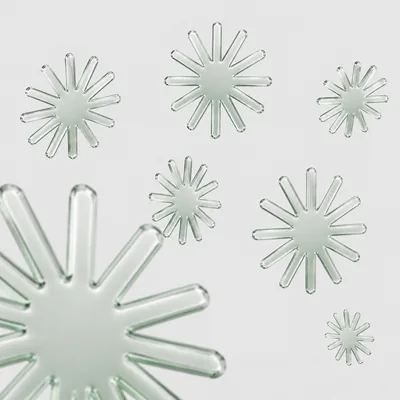 Glass shapes floating at different depths